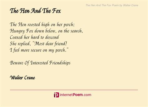 The Hen And The Fox Poem by Walter Crane