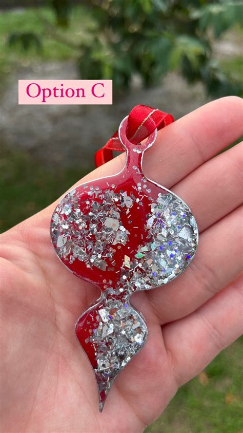 Red & Silver Glitter Ornaments - Etsy