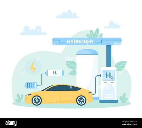 Fuel cell vehicle, scheme of H2 station to charge car battery vector ...