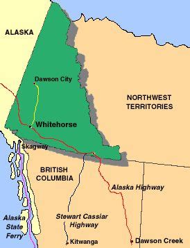 Map showing Dawson CIty and Whitehorse...went to Skagway..Watson Lake ...