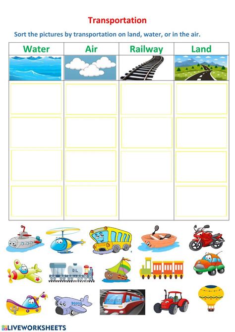 Transportation: online and pdf worksheet | Transportation preschool ...