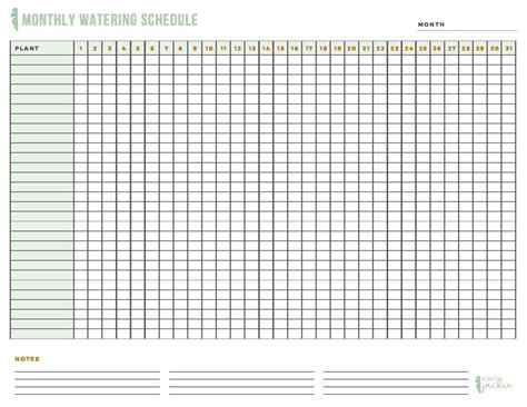 Printable Plant Watering Schedule Template - Printable Templates Free