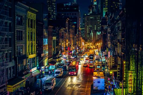 Building Car Chinatown City Light Manhattan New York Night Street Wallpaper - Resolution ...