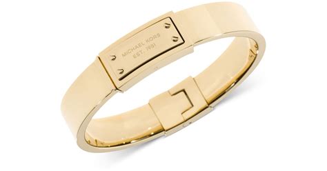 Michael Kors Gold-Tone Logo Plaque Bangle Bracelet in Metallic | Lyst