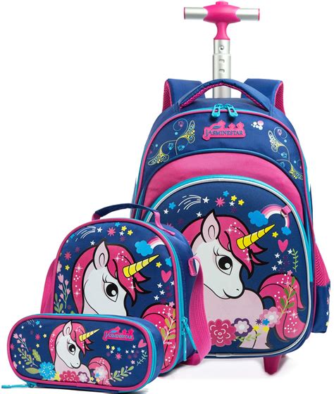 Buy MeetbelifyGirls Unicorn Rolling Backpacks Kids Backpack with Wheels for Girls School Bags ...