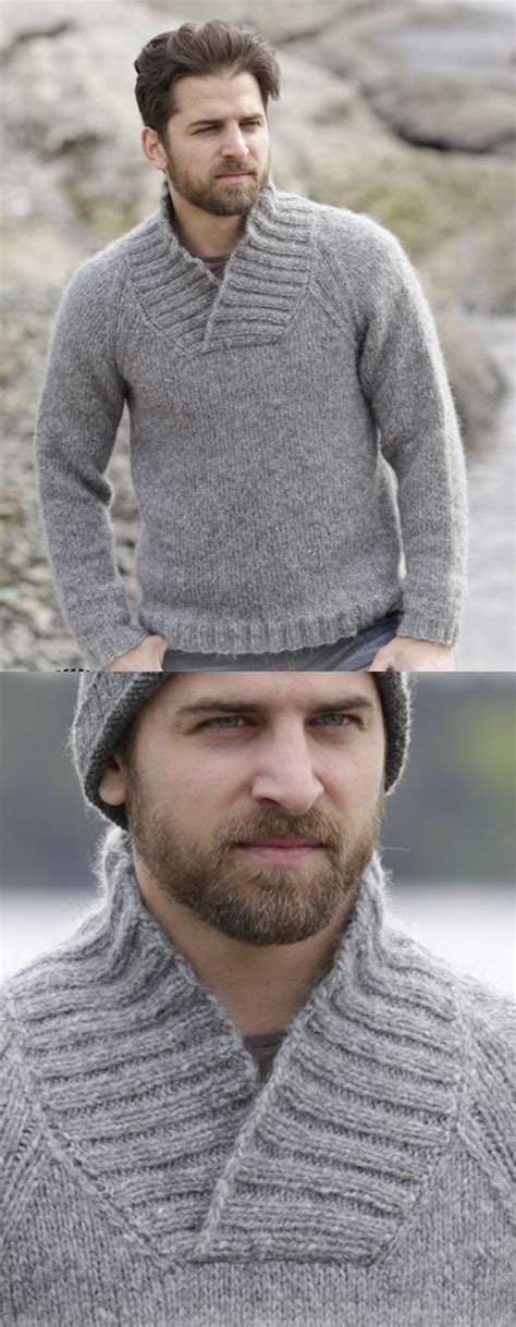 8 Free Men's Shawl Collar Sweater Knitting Patterns | Mens knit sweater, Mens shawl collar ...