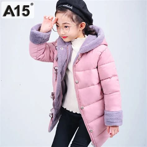 A15 2019 girls winter coats hooded toddler clothes parks size 4 6 8 children jackets for girls ...