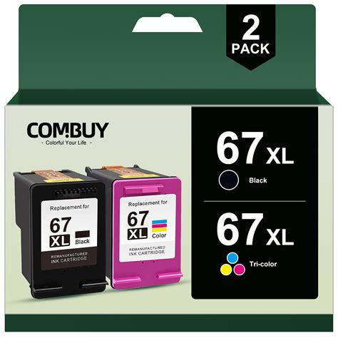 67XL Ink Cartridges Black & Color Combo Pack for HP 67XL 67 XL for HP ...