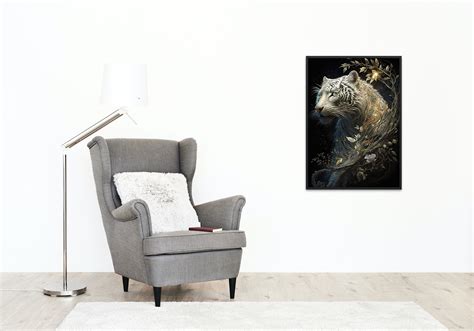 White Tiger Digital Art Print, Wall Art, AI Generated, AI Art, Digital ...