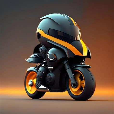 Premium AI Image | a black and yellow motorcycle with a yellow helmet on it