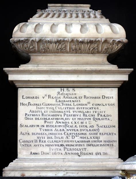 Urn in Westminster Abbey containing the supposed bones of the "Princes ...