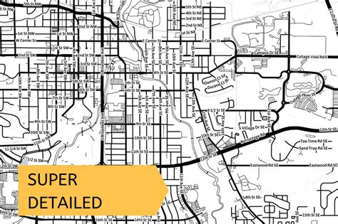 Rochester MN Map Print With Street Names Minnesota USA City - Etsy