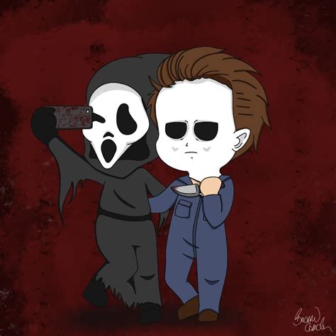 Ghost Face and Michael Myers art I finished. 💜 : pics