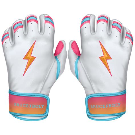 Sunrise Batting Gloves | White with Blue and Pink Accents Batting ...