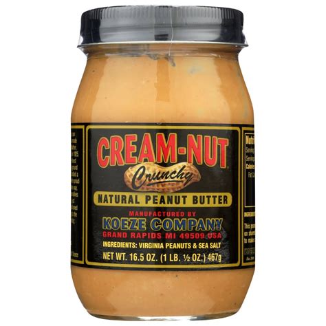 Cream Nut Peanut Butter Crunchy Natural, 16.5 Oz - Walmart.com ...