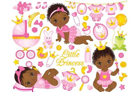 Vector African American Baby Girls in 2020 | Baby girl clipart, Baby clip art, Baby girl princess
