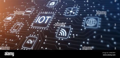 IoT Internet of Things technology with connected devices exchanging data on network ...