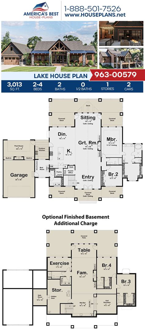 House Plan 963-00579 - Lake Front Plan: 3,013 Square Feet, 2-4 Bedrooms, 2 Bathrooms in 2021 ...