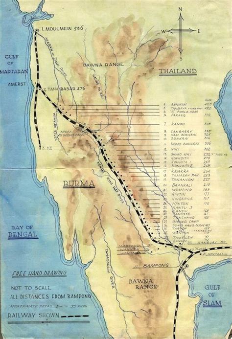 Burma Railway map | Burma railway, Burma, History