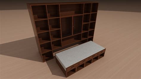 3d max bookshelf secret bed