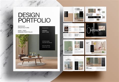 Free indesign modern interior portfolio layout template – Artofit