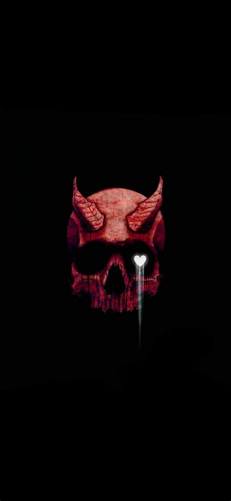 Red skull, black, death, demon, devil, eye, heart, hell, horns, red, skull, HD phone wallpaper ...