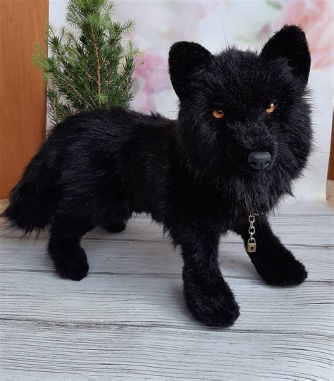 Lifelike wolf Realistic black plush wolf Pet portrait plush | Etsy