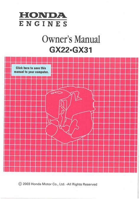 Honda Engine GX22 GX31 Operators Manual