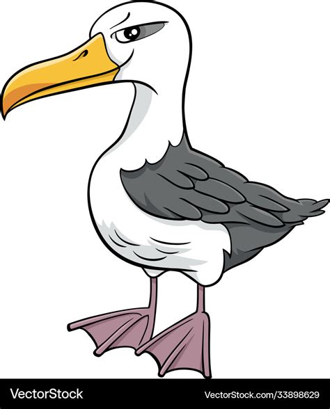 Albatross bird animal character cartoon Royalty Free Vector