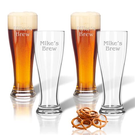 Personalized Pilsner Beer Glasses - Set of Four - Initial-Impressions