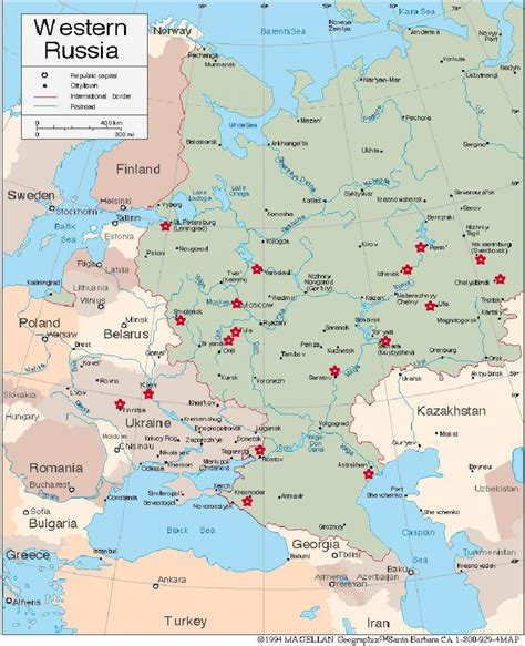 West Russia map - Map of west Russia (Eastern Europe - Europe)