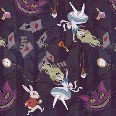 Alice Falling Down The Rabbit Hole Fabric, Wallpaper and Home Decor | Spoonflower