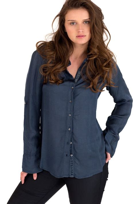 FRENCH BLUE SATIN SHIRT - ShopperBoard