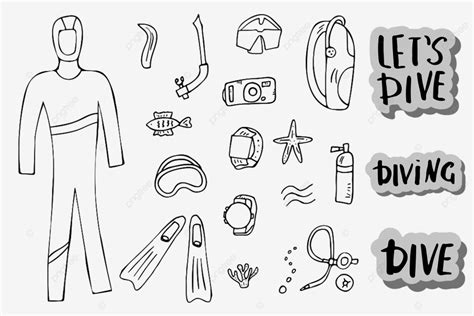 Scuba Diving Vector PNG Images, Scuba Diving Set Of Elements, In, Suit, Background PNG Image For ...