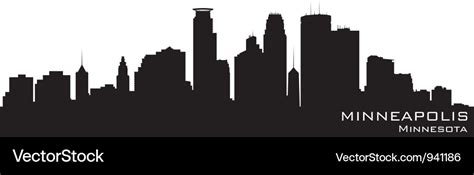 Minneapolis minnesota skyline detailed silhouette Vector Image