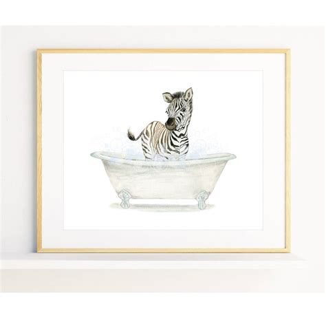 Zebra in a Bathtub Print Bathroom Wall Art PRINTABLE Baby - Etsy