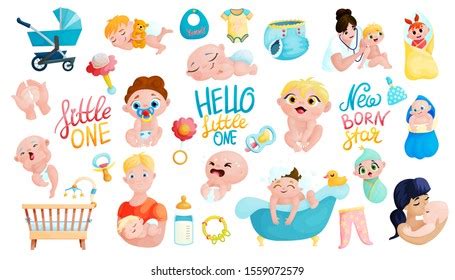 Cute Babies Parents Accessories Cartoon Stickers Stock Vector (Royalty ...