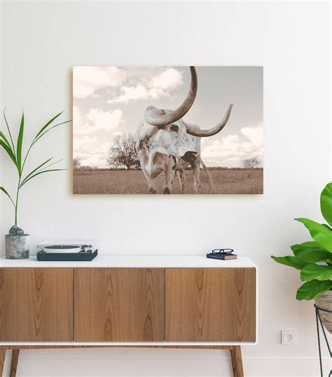 Longhorn Canvas Wall Art Longhorn Steer Print Large Wall - Etsy