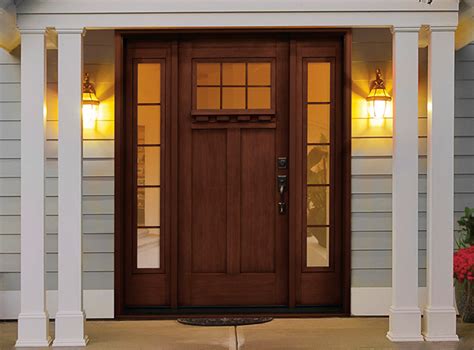 Craftsman Fiberglass Front Door With Sidelites And Transom - Glass Door Ideas