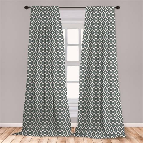 Grey Blue Curtains 2 Panels Set, Geometric Arrangement Bullseye Pattern ...