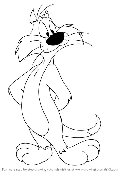 Learn How to Draw Sylvester from Looney Tunes (Looney Tunes) Step by ...