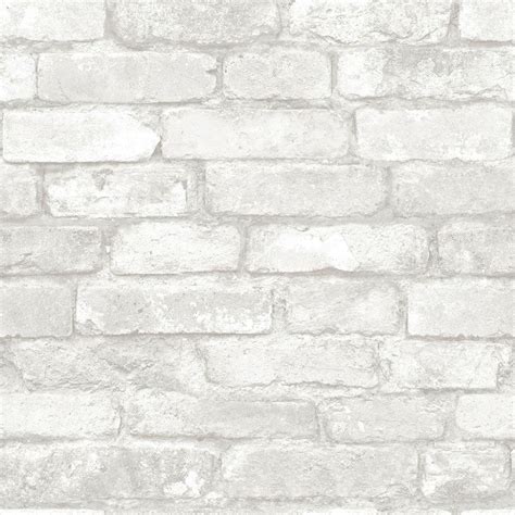 NuWallpaper Grey and White Brick Peel And Stick Wallpaper White Brick Wallpaper, Rustic ...