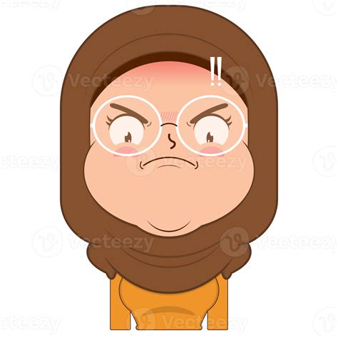 Free muslim girl angry face cartoon cute 18972289 PNG with Transparent Background