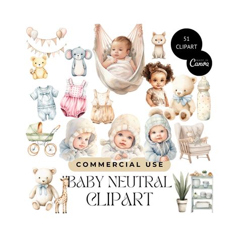 Neutral Baby Clipart Boho Nursery New Baby Card Design Gender Neutral ...