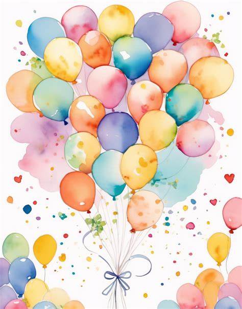 Watercolor Birthday Balloons Free Stock Photo - Public Domain Pictures
