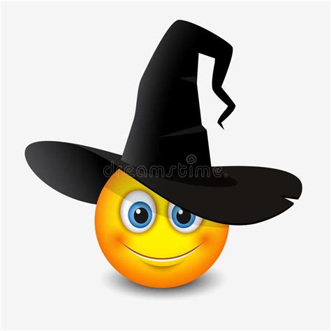 Cute Emoticon Wearing Witch Hat - Smiley, Emoji - Vector Illustration Stock Vector ...