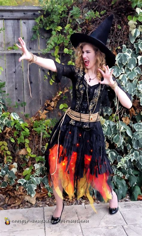 Blazing Witch on Fire Costume | Fire costume, Homemade witch costume, Witches costumes for women