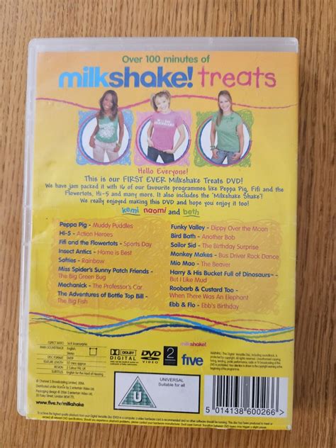 MILKSHAKE TREATS DVD KIDS PEPPA PIG/ HI 5 / BOTTLE TOP BILL / FIFI MILK ...