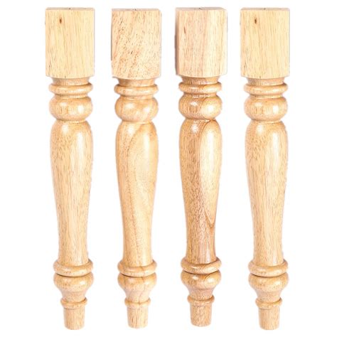 Buy MYOYAY Wooden Table Legs Set of 4 Turned Table Leg Wooden 14 ...