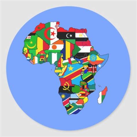 Flag Map of Africa Flags - African Culture Gift Classic Round Sticker | Zazzle.com | Africa flag ...